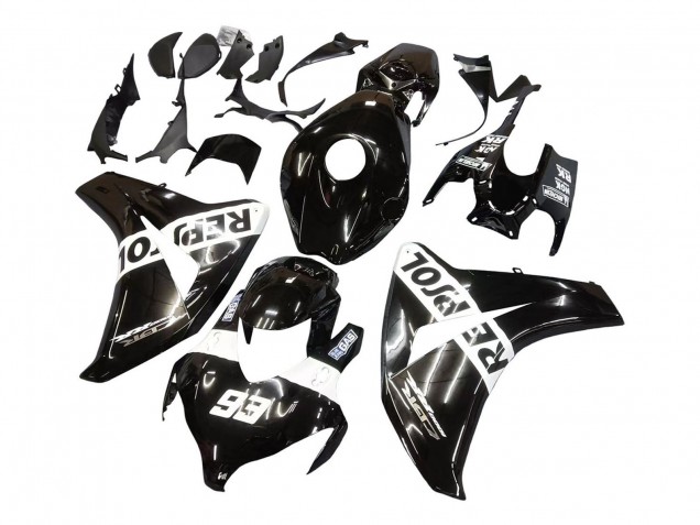 Erschwingliche Honda CBR1000RR Motorrad Verkleidung 2008-2011 - Glanzendes Schwarz Weiss Repsol 93