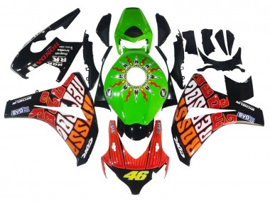 Erschwingliche Honda CBR1000RR Motorrad Verkleidung 2008-2011 - Grun Orange Glanzendes Schwarz Rossi Michelin 46