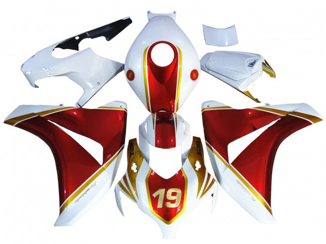Erschwingliche Honda CBR1000RR Motorrad Verkleidung 2008-2011 - Weiss Rot Gold 19