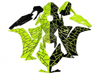 Erschwingliche Honda CBR1000RR Motorrad Verkleidung 2012-2016 - Fluoreszierendes Grun Glanzendes Schwarz