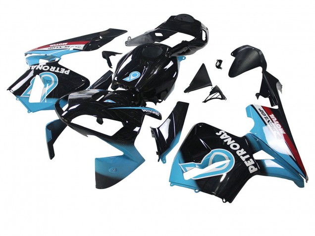 Erschwingliche Honda CBR600RR Motorrad Verkleidung 2003-2004 - Hellblau Rot Glanzendes Schwarz Dunlop