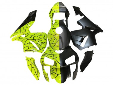Erschwingliche Honda CBR600RR Motorrad Verkleidung 2003-2004 - Fluoreszierendes Grun Matt Schwarz