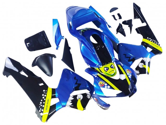 Erschwingliche Honda CBR600RR Motorrad Verkleidung 2003-2004 - Blau Neon Gelb Glanzendes Schwarz Hai