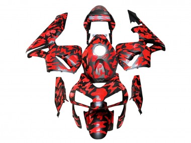Erschwingliche Honda CBR600RR Motorrad Verkleidung 2003-2004 - Schwarz Rot Grau Camouflage