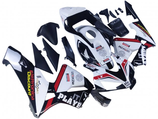 Erschwingliche Honda CBR600RR Motorrad Verkleidung 2003-2004 - Weiss Rot Glanzendes Schwarz Denso Rimont