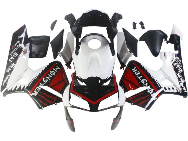 Erschwingliche Honda CBR600RR Motorrad Verkleidung 2003-2004 - Weiss Rot Glanzendes Schwarz Monster