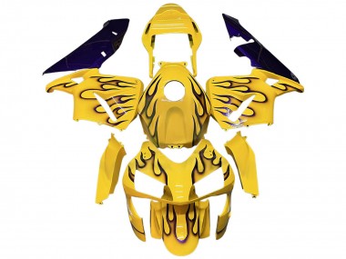 Erschwingliche Honda CBR600RR Motorrad Verkleidung 2003-2004 - Gelb Schwarz Flamme