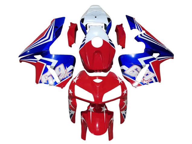Erschwingliche Honda CBR600RR Motorrad Verkleidung 2005-2006 - Rot Weiss Blau 69