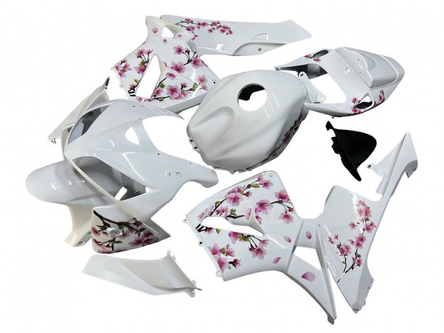 Erschwingliche Honda CBR600RR Motorrad Verkleidung 2005-2006 - Weiss mit Cherry Blossom
