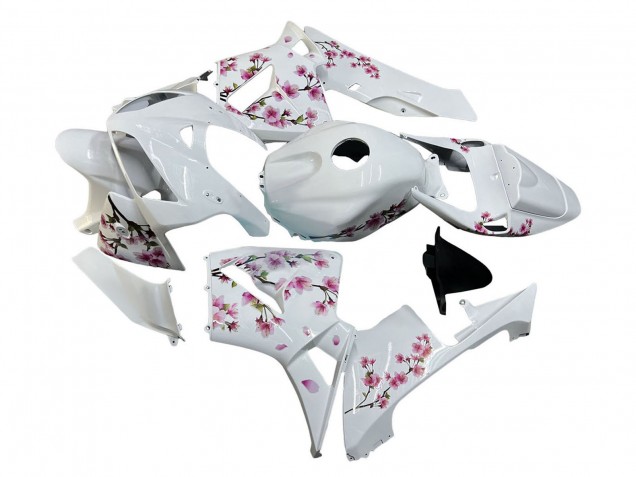 Erschwingliche Honda CBR600RR Motorrad Verkleidung 2005-2006 - Weiss mit Cherry Blossom