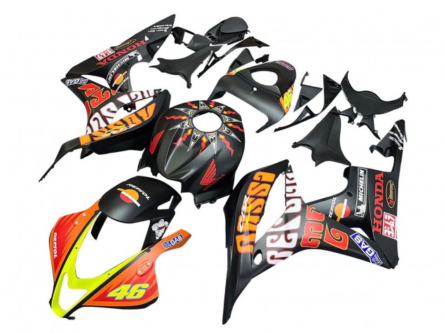 Erschwingliche Honda CBR600RR Motorrad Verkleidung 2007-2008 - Matt Schwarz Orange Rot Rossi Repsol 46