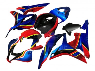 Erschwingliche Honda CBR600RR Motorrad Verkleidung 2007-2008 - Blau Rot Gelb Glanzendes Schwarz