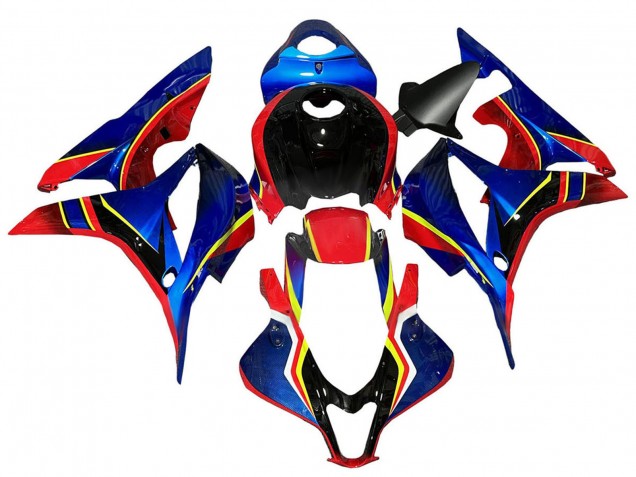 Erschwingliche Honda CBR600RR Motorrad Verkleidung 2007-2008 - Blau Rot Gelb Glanzendes Schwarz
