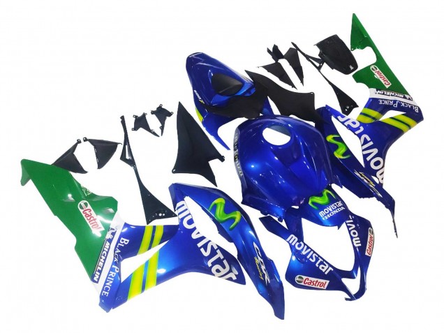 Erschwingliche Honda CBR600RR Motorrad Verkleidung 2007-2008 - Blau Grun MoviStar Castrol