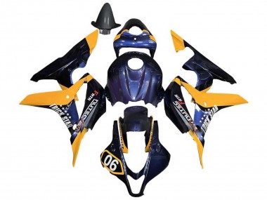 Erschwingliche Honda CBR600RR Motorrad Verkleidung 2007-2008 - Orange Dunkel Blau Trick Star 06
