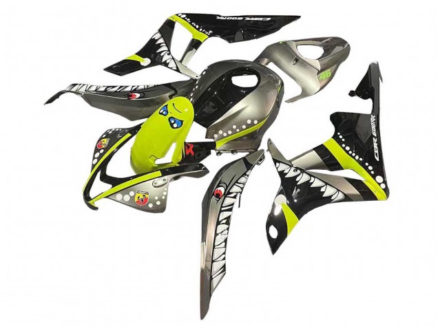 Erschwingliche Honda CBR600RR Motorrad Verkleidung 2007-2008 - Grau Fluoreszierendes Gelb Hai