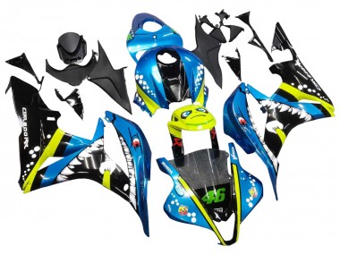 Erschwingliche Honda CBR600RR Motorrad Verkleidung 2007-2008 - Grun Gelb Glanzendes Schwarz Hai 46