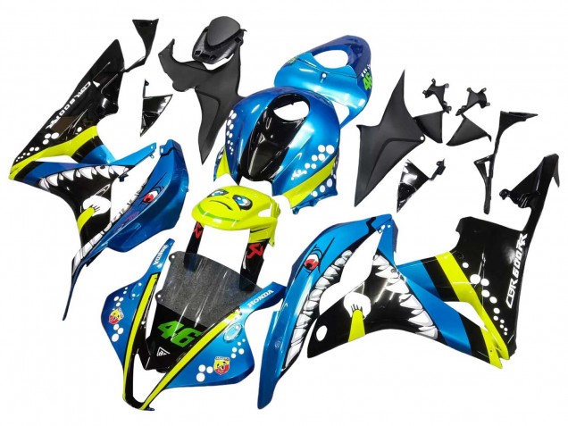 Erschwingliche Honda CBR600RR Motorrad Verkleidung 2007-2008 - Grun Gelb Glanzendes Schwarz Hai 46