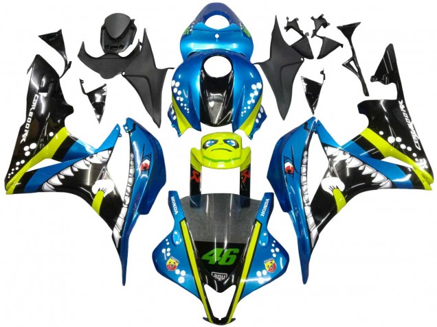 Erschwingliche Honda CBR600RR Motorrad Verkleidung 2007-2008 - Grun Gelb Glanzendes Schwarz Hai 46