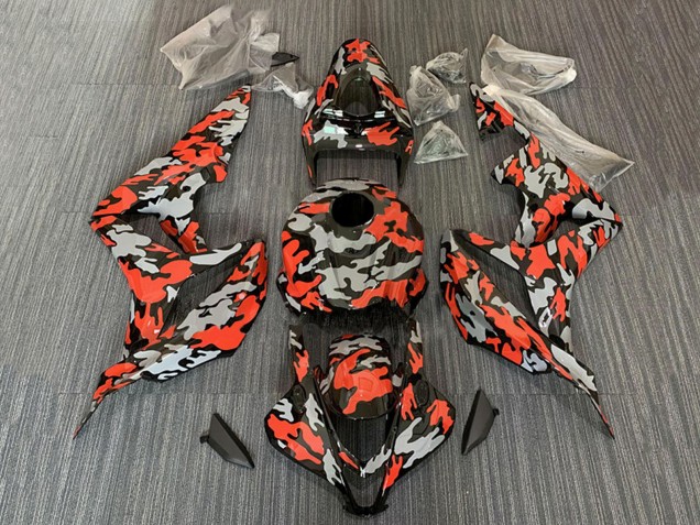 Erschwingliche Honda CBR600RR Motorrad Verkleidung 2007-2008 - Rot Grau Camouflage