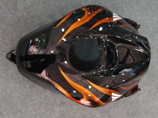 Erschwingliche Honda CBR600RR Motorrad Verkleidung 2007-2008 - Glanzendes Schwarz Orange Flamme