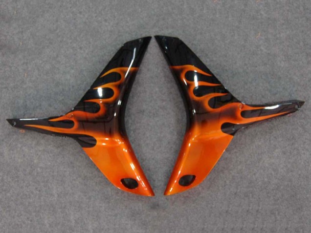 Erschwingliche Honda CBR600RR Motorrad Verkleidung 2007-2008 - Glanzendes Schwarz Orange Flamme
