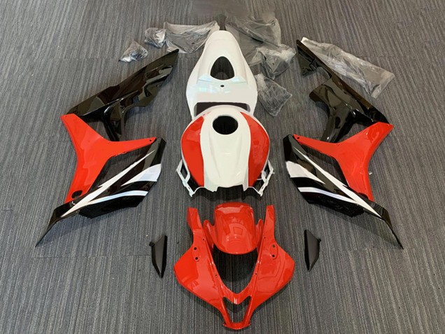Erschwingliche Honda CBR600RR Motorrad Verkleidung Kit 2007-2008 - Weiss Rot Glanzendes Schwarz