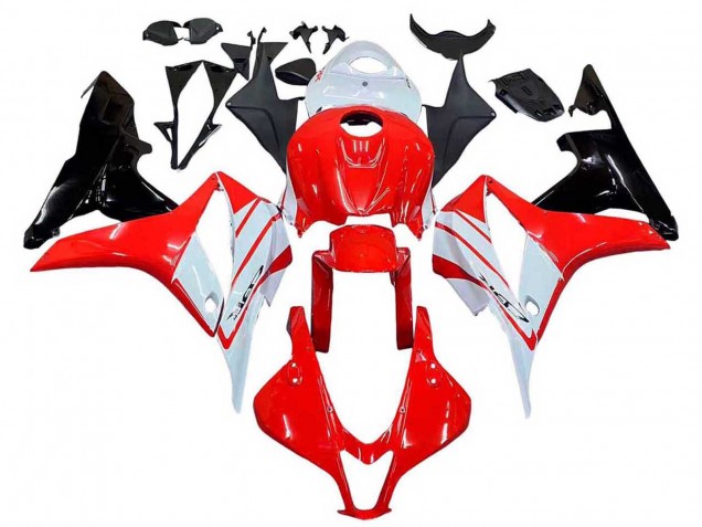Erschwingliche Honda CBR600RR Motorrad Verkleidung 2007-2008 - Weiss Rot Glanzendes Schwarz