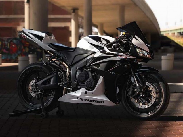 Erschwingliche Honda CBR600RR Motorrad Verkleidung 2007-2008 - Weiss Schwarz Rennen