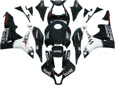 Erschwingliche Honda CBR600RR Motorrad Verkleidung 2007-2008 - Glanzendes Schwarz Weiss West