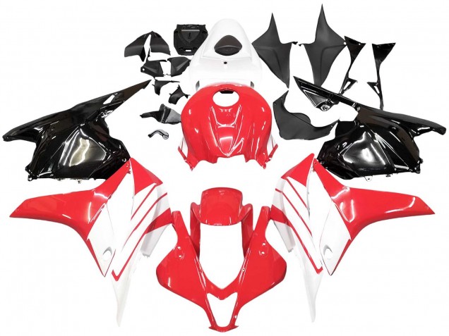 Erschwingliche Honda CBR600RR Motorrad Verkleidung Kit 2009-2012 - Weiss Rot Glanzendes Schwarz