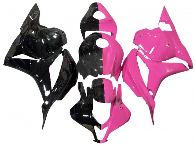 Erschwingliche Honda CBR600RR Motorrad Verkleidung 2009-2012 - Rosa Glanzendes Schwarz Geteiltes