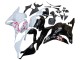 Erschwingliche Honda CBR600RR Motorrad Verkleidung 2009-2012 - Weiss Cherry Blossom Glanzendes Schwarz