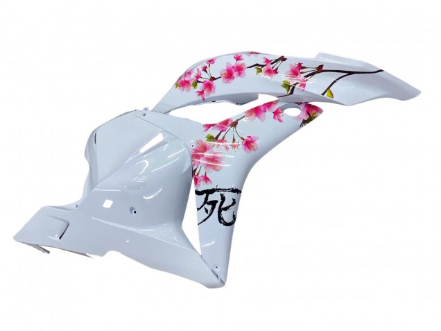 Erschwingliche Honda CBR600RR Motorrad Verkleidung 2009-2012 - Weiss Cherry Blossom Glanzendes Schwarz