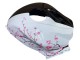 Erschwingliche Honda CBR600RR Motorrad Verkleidung 2009-2012 - Weiss Cherry Blossom Glanzendes Schwarz