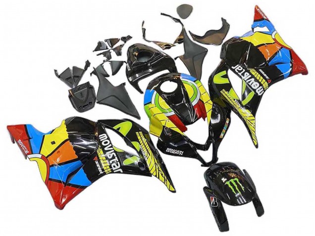Erschwingliche Honda CBR600RR Motorrad Verkleidung 2009-2012 - Schwarz Mehrfarbig MoviStar