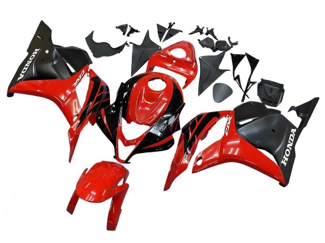 Erschwingliche Honda CBR600RR Motorrad Verkleidung 2009-2012 - Rot Glanzendes Schwarz Matt Schwarz Streifen