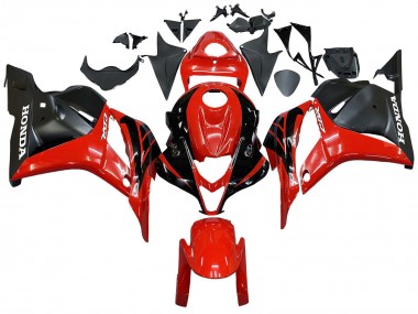Erschwingliche Honda CBR600RR Motorrad Verkleidung 2009-2012 - Rot Glanzendes Schwarz Matt Schwarz Streifen
