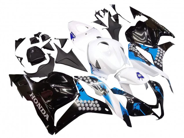 Erschwingliche Honda CBR600RR Motorrad Verkleidungen Kit 2009-2012 - Weiss Blau Glanzendes Schwarz