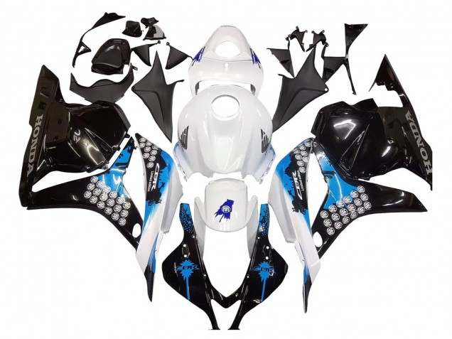 Erschwingliche Honda CBR600RR Motorrad Verkleidungen Kit 2009-2012 - Weiss Blau Glanzendes Schwarz