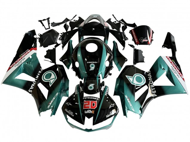 Erschwingliche Honda CBR600RR Motorrad Verkleidung 2013-2023 - Blau Grun Blau Glanzendes Schwarz Petronas 20