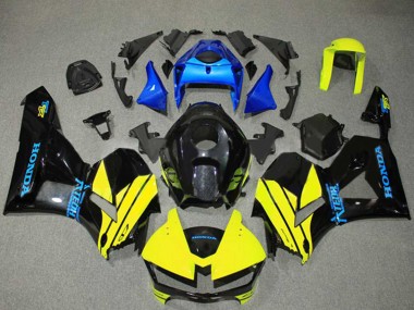 Erschwingliche Honda CBR600RR Motorrad Verkleidung 2013-2023 - Blau Gelb Glanzendes Schwarz