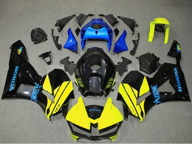 Erschwingliche Honda CBR600RR Motorrad Verkleidung 2013-2023 - Blau Gelb Glanzendes Schwarz