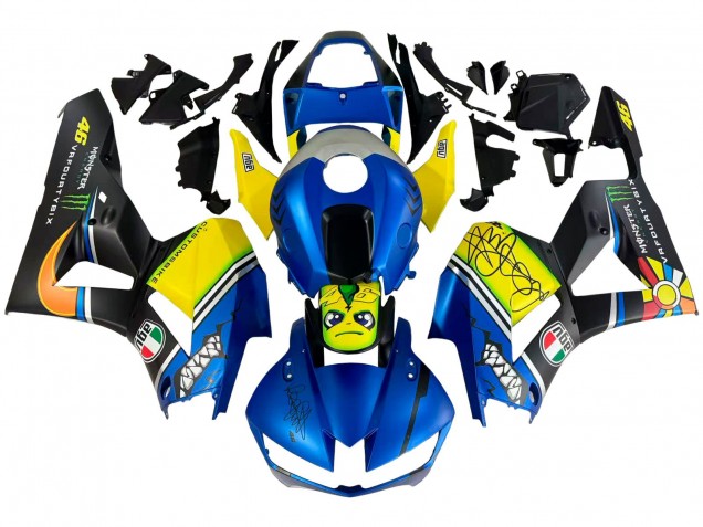 Erschwingliche Honda CBR600RR Motorrad Verkleidung 2013-2023 - Blau Gelb Matt Schwarz Grun Monster Hai