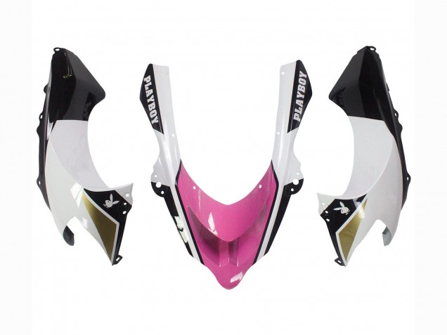 Erschwingliche Kawasaki ZX10R Motorrad Verkleidung 2004-2005 - Schwarz Rosa Weiss Playboy Motul