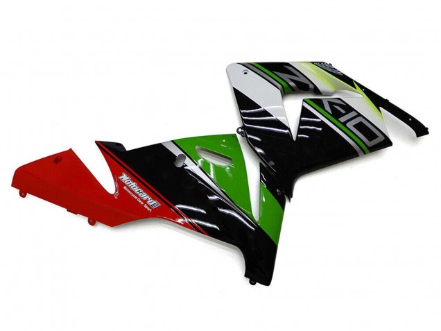 Erschwingliche Kawasaki ZX10R Motorrad Verkleidung 2004-2005 - Weiss Schwarz Grun Elf