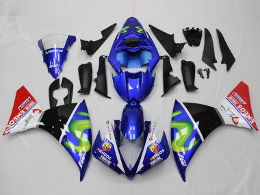 Erschwingliche Yamaha YZF R1 Motorrad Verkleidung 2012-2014 - Blau Weiss Rot Glanzendes Schwarz Grun ENEOS Yamalube