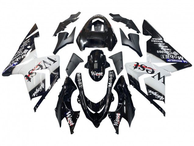 Erschwingliche Kawasaki ZX10R Motorrad Verkleidung 2004-2005 - Weiss Schwarz West Ninja