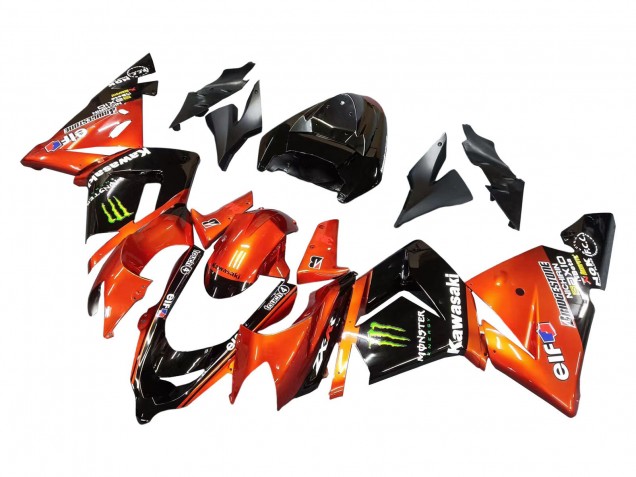 Erschwingliche Kawasaki ZX10R Motorrad Verkleidung 2004-2005 - Burnt Orange Schwarz Monster Elf