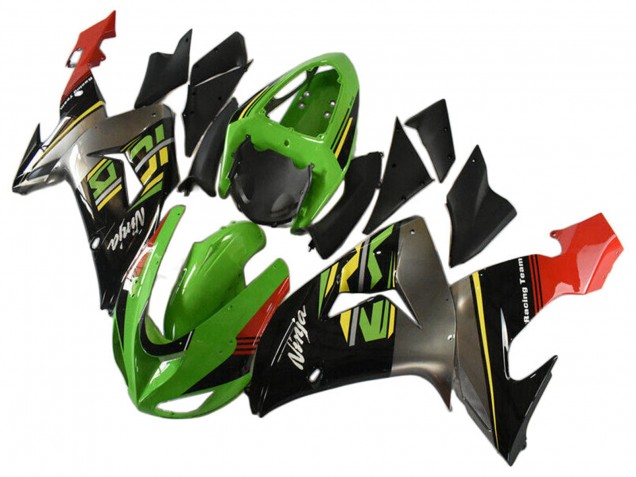 Erschwingliche Kawasaki ZX10R Motorrad Verkleidung 2006-2007 - Grun Grau Rot Schwarz Gelb